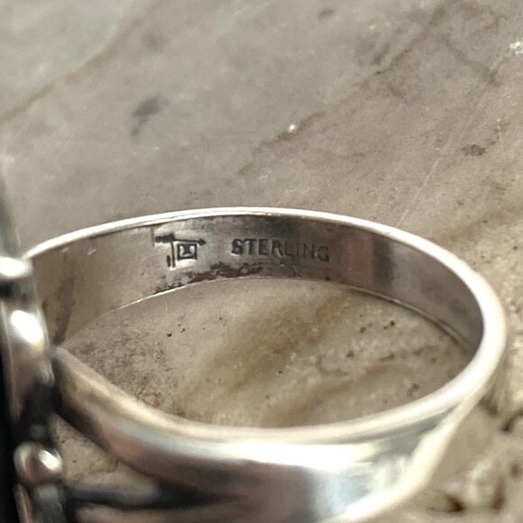 VTG Bell Trading Sterling Silver 925 Southwest Style Oval Turquoise Ring Sz 7.5 - Picture 9 of 16